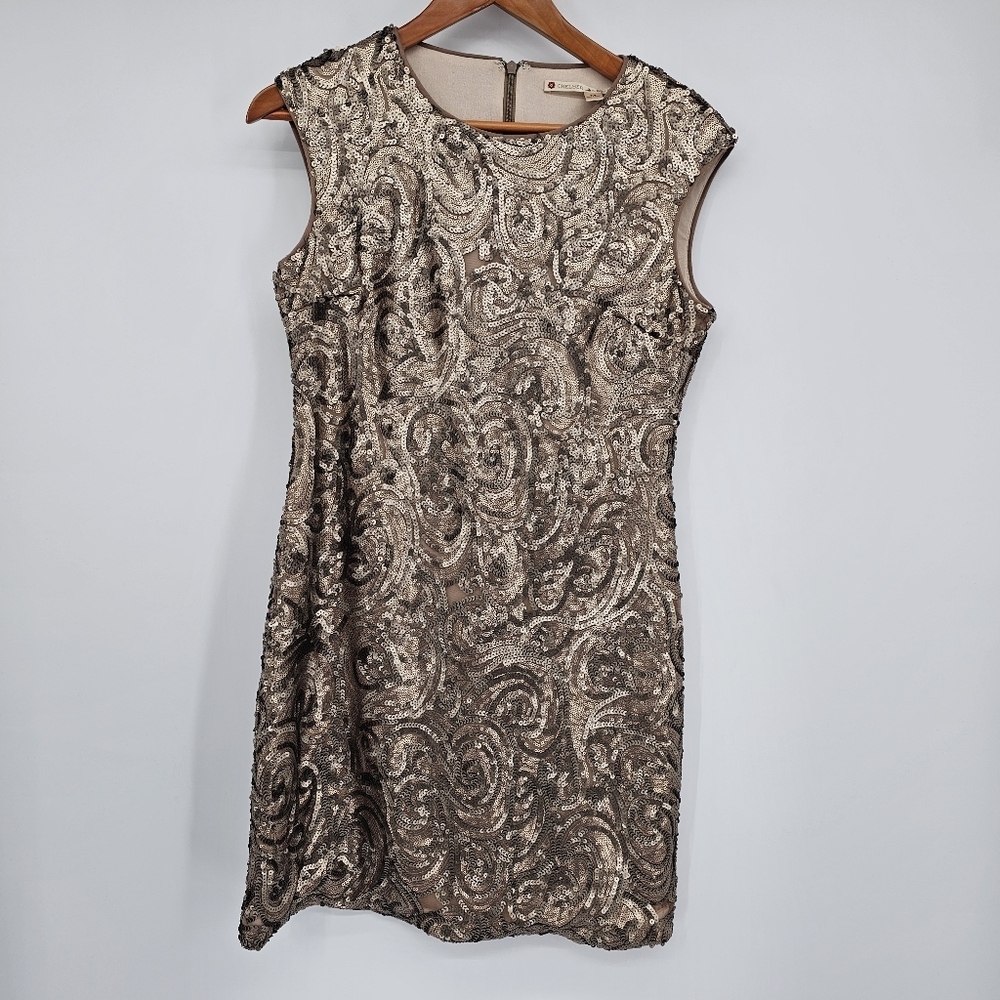 Chelsea & Violet Rose Gold Sequin Bodyxon Holiday Cocktail Dress Womens Medium